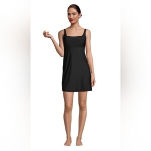 Lands' End Womens Tummy Control UPF 50 Square Neckline Swim Dress Size 10L